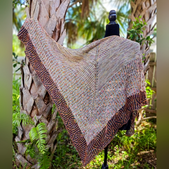 Hand Crafted Accessories - Hand Crafted OOAK Avantgarde Contemporary Reversible Knit Shawl Orange Pink